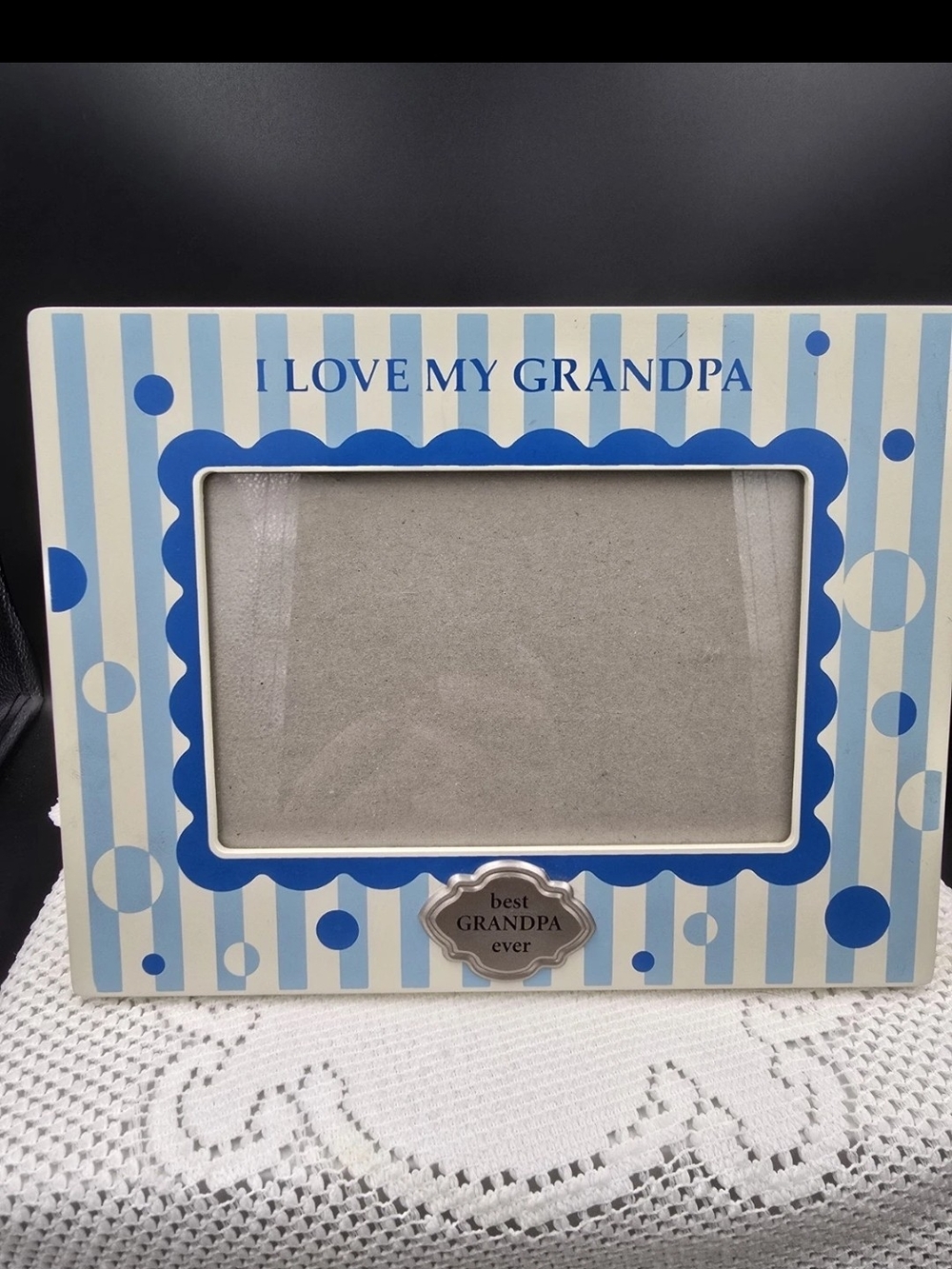 I Love My Grandpa Blue Striped Picture Frame